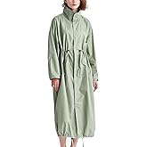 SUKUTU Women's Long Rain Coats Waterproof Lightweight Packable Rain Jacket with Hood Windbreaker Outdoor Raincoat