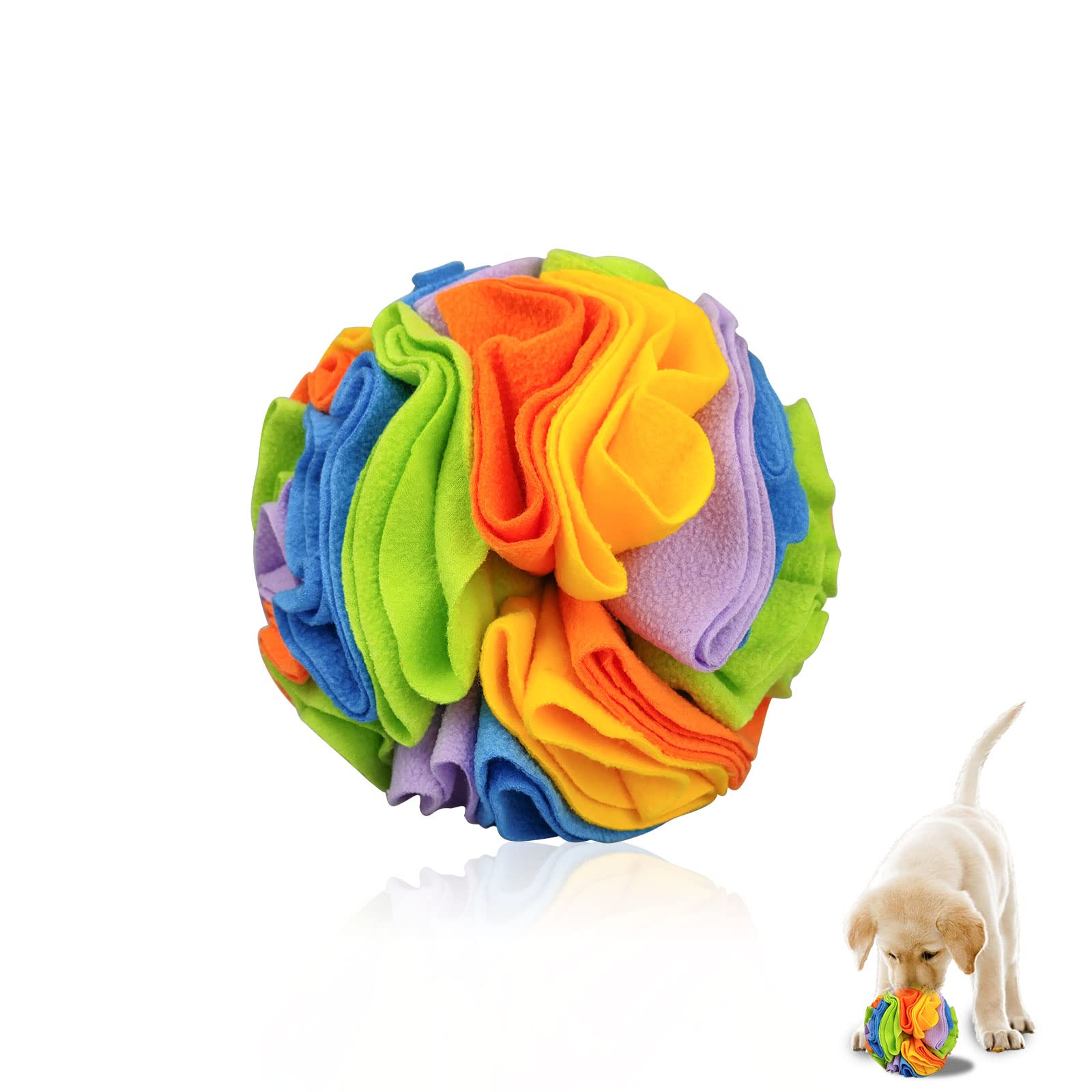 Andiker Dog Snuffle Ball, Interactive Dog Toys, Brain Stimulating Puzzle Toys for Dogs, Enrichment Game, Feeding Mat, Slow Feeder, Stress Relief (colorful)
