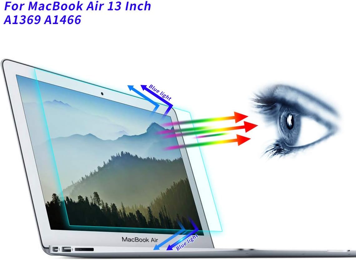 MacBook Air 13 Inch Anti Blue Light Screen Protector, Blue Light Glare Blocking Screen Filter for 2012-2015 MacBook Air 13 inch A1369 A1466 Anti Glare Eye Protection Screen Cover Protector