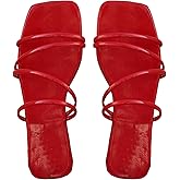 GORGLITTER Women's Strappy Flat Sandals Cute Dressy Open Toe Slip on Slide Sandals