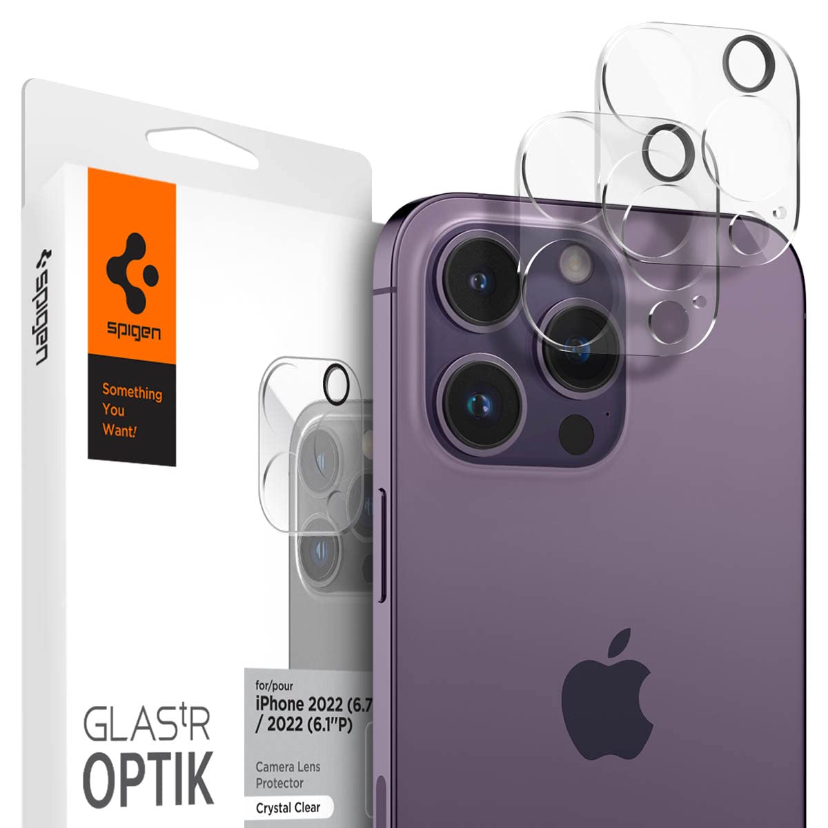 Spigen Glas.tR Optic Camera Protection Compatible with iPhone 14 Pro, iPhone 14 Pro Max, Pack of 2, Crystal Clear, Case Friendly, Anti-Scratch, 9H Hardness Film