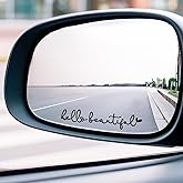 Hello Beautiful Rearview Mirror & Window Decals 3-Pack - Vinyl Car Stickers for Women, Inspirational Mirror Quotes, Vanity & Car Interior Decor Stickers (Hello Beautiful)
