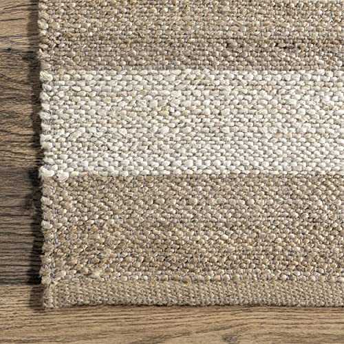 nuLOOM Alisia Flatweave Striped Jute Runner Rug, 2' 6" x 6', Offwhite