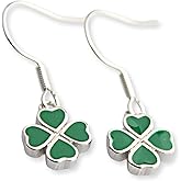 Soul Statement Women's St Patrick's Accessories, Green 4-Leaf Clover Dangle Earrings, St Patty's Jewelry for Women