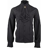 H&ZY Mens Pirate Shirt Vampire Medieval Renaissance Victorian Steampunk Gothic Ruffled Adult Halloween Costume