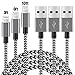 Lightning Cable COCOFU(3Pack )3/6/10FT Extra Long Nylon 8 pin USB Lightning iPhone Charger Cord Compatible with Apple iPhone 7/7 Plus/6/6 Plus/6s/6s Plus/5/5s/5c/SE/iPad(Black+Gray) ¡­