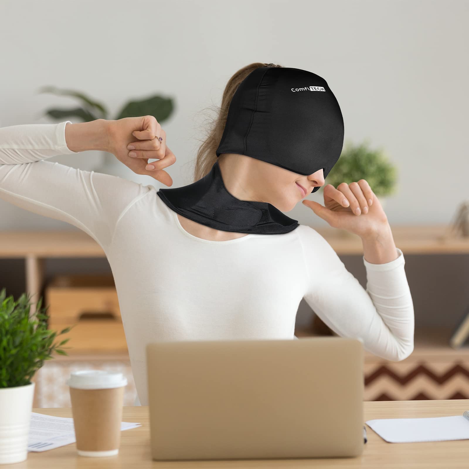 ComfiTECH Cold Cap and Neck Ice Pack Wrap Gel Combo, Care Package for Head and Cervical, Medium