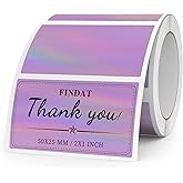 FINDAT 2X1 Inch Thermal Labels Holographic Laser Rectangle Vinyl Purple Stickers Self-Adhesive Waterproof Square Direct Thermal Printer Label for Gift DIY Logo Design 200 PCS