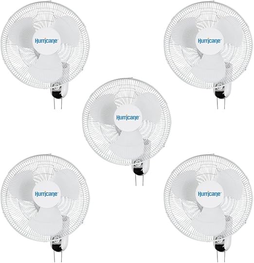 Hurricane Fans Classic 16" Wall Mount Oscillating Fan, 5 Count Home & Kitchen