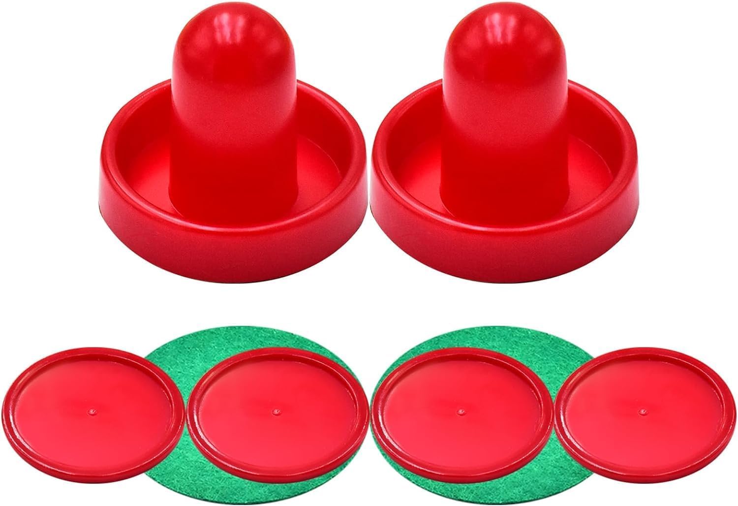 EVERMARKET 1 Set Mini Air Hockey Pushers & Pucks - 2 Red Pushers & 4 Red Pucks (76 mm) - Fits Most Standard Tables - Ergonomic Design - ABS Material
