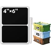JIEHENG 100Pcs Large Black Labels for Storage Bins,6x4 Inch Removable Labels,Large Labels for Blank Box,Strong Adhesive Tear Resistant No Residue Blank Labels(Black)