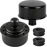 Calvana 2 Pack 4299 3/4" Push-In Chrome Valve Cover Breather Pro - for Spectre, Steel Construction, Grommet Included, 2.5" Height, 3" Diameter, Black