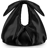 Clutch Purse for Women Bow Evening Bag Ruched Satin Handbag Top Handle Purse for Wedding Bachelor Bridesmaid Valentines Gifts