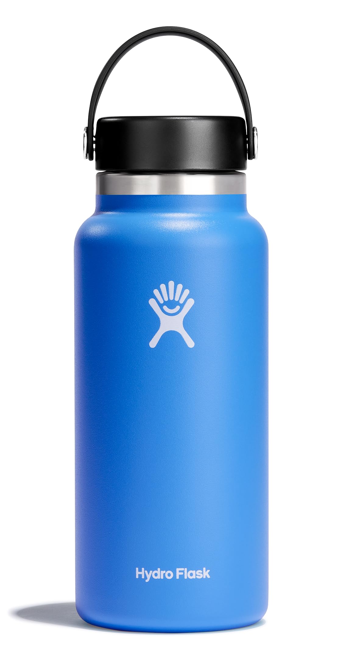 Hydro Flask Water Bottle - Insulated Stainless Steel - Wide Mouth Flex Lid, Non Spill, Leakproof and Refillable in 32 Oz Cascade Blue Image Hydro Flask Water Bottle - Insulated Stainless Steel - Wide Mouth Flex Lid, Non Spill, Leakproof and Refillable in 32 Oz Cascade Blue Image