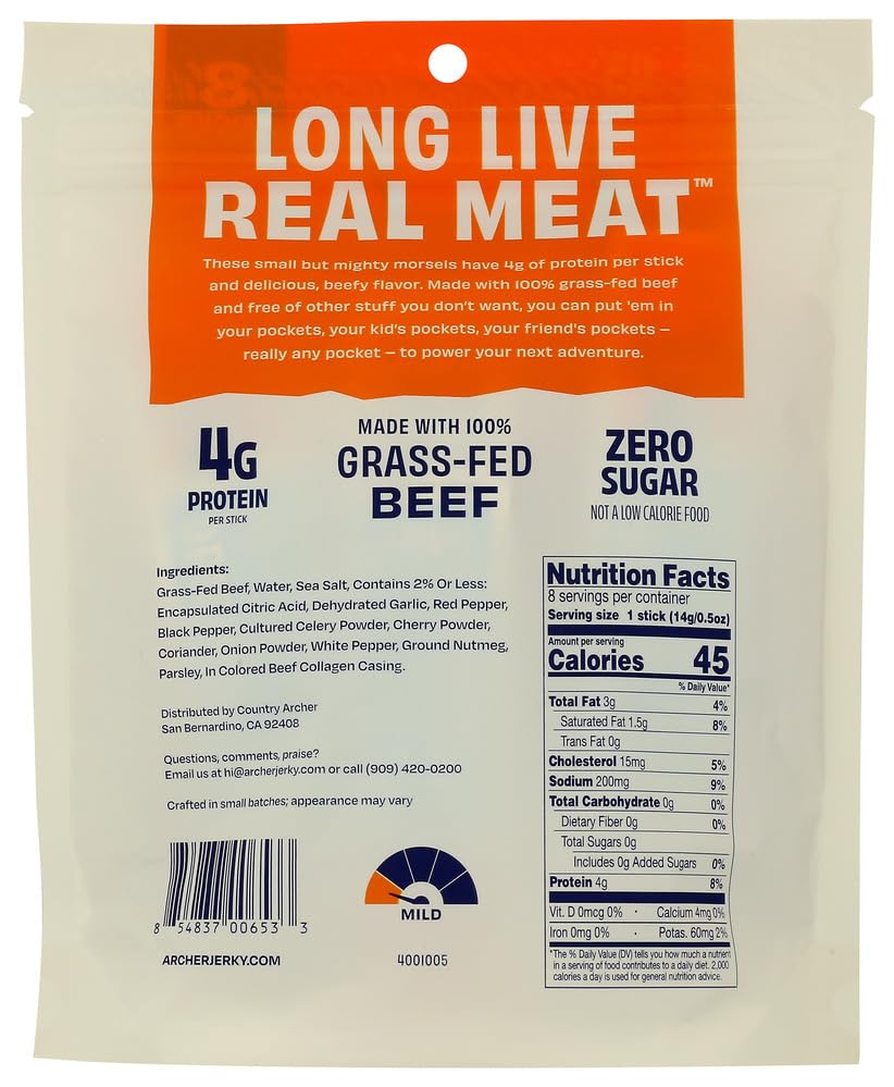 Country Archer Original Mini Beef Sticks 4oz - Keto Friendly Protein Jerky Snack