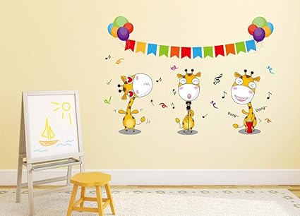 Amazon Brand - Solimo Wall Sticker for Kids Room (Dont Miss The Giraffe Dance, Ideal Size on Wall - 54 cm x 38 cm)