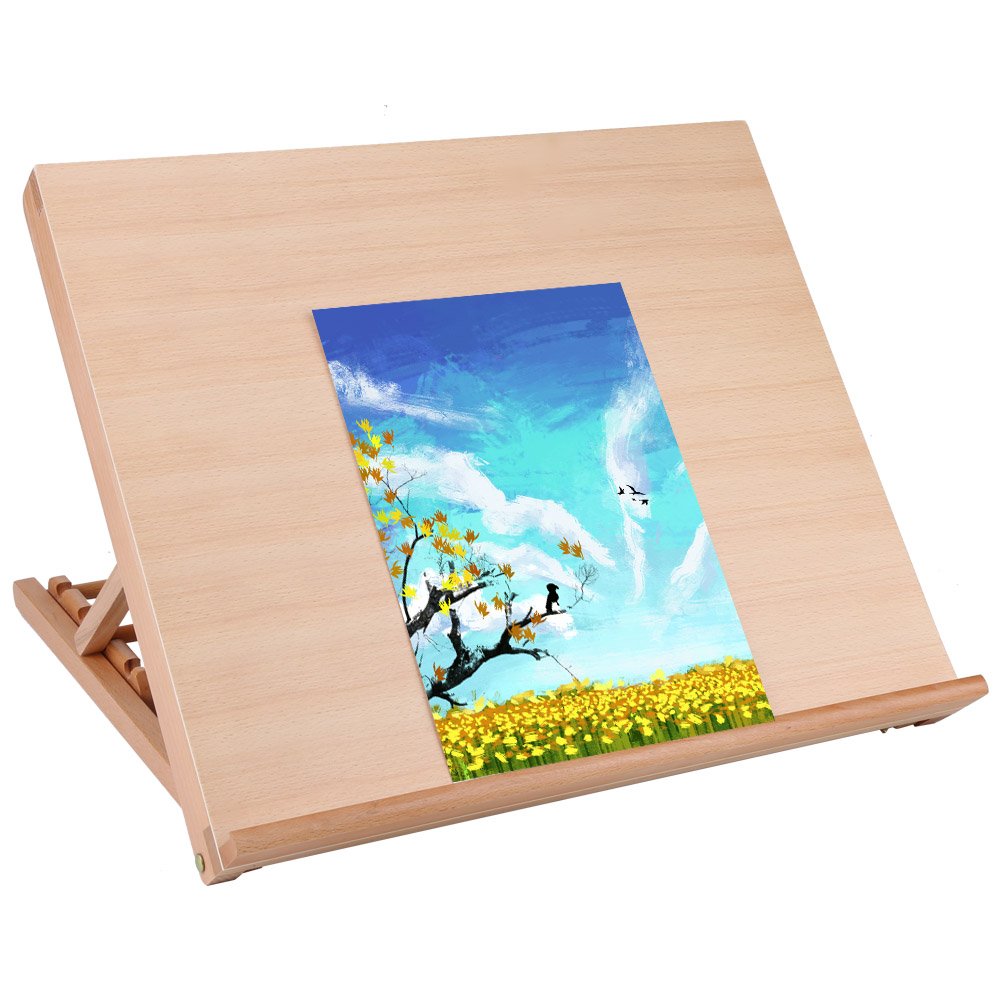 Extra Large Solid Wood Adjustable Drawing Painting Board And Easel on