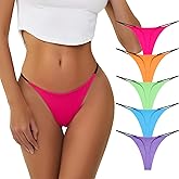 chahoo Sexy Underwear for Women Thong Low Rise G-String Panties 5-Pack Low Waist T Back String Underpants Gift for Women