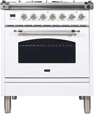 Ilve 30" Dual Fuel Freestanding Range with Brass Burners