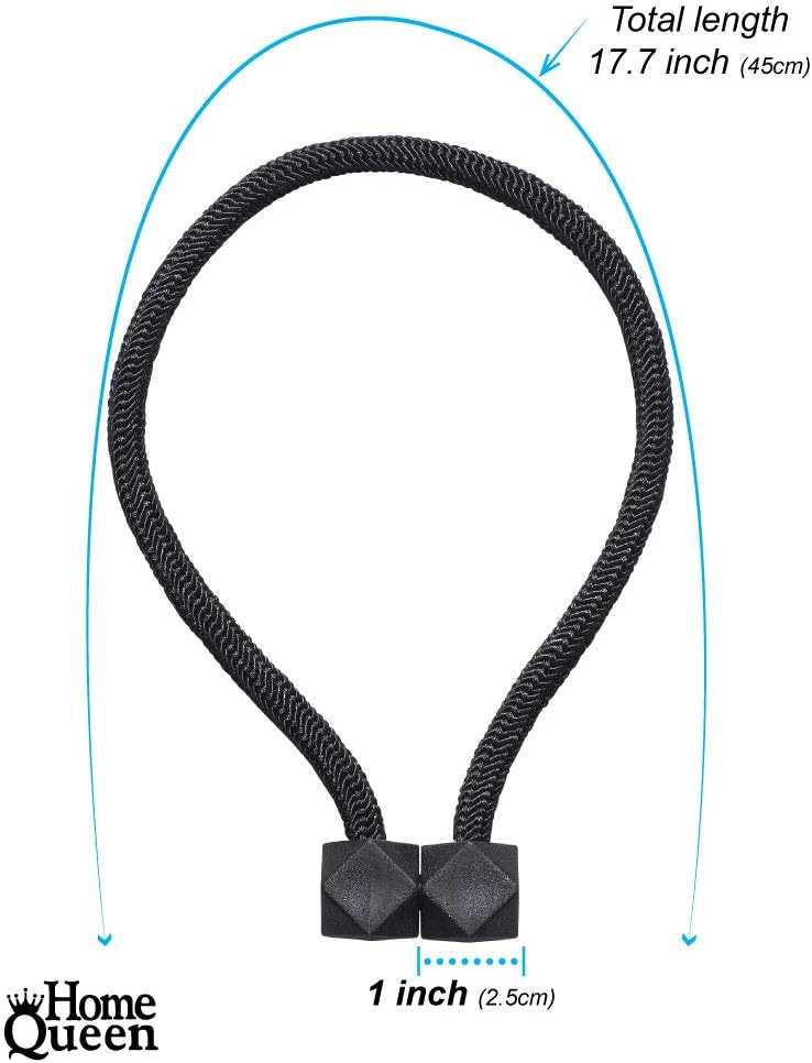 Home Queen Magnetic Curtain Tiebacks, Decorative Drape Tie Backs Holdback Holder for Window Draperies, 4 Pack, Solid Black: Home & Kitchen