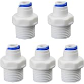 AimatRun 1/2" Male x 1/4" Push Connector, PE Hose Adapter for RO Filter | 5PCS RO push connectors for beverage &amp; filtration systems. Durable plastic adapters ensure a secure, leak-proof PE hose seal.