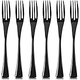 LEKOCH7 Inches Stainless Steel Appetizer/Salad/Dessert Forks Set of 6 (Polished Black)