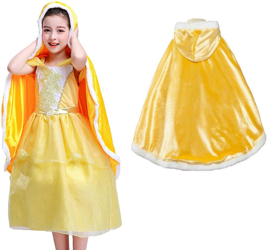 Princess Hooded Cloak Elsa Costumes Girls Velvet Cloak Girls Birthday Gift for 4-9Years (Only Cape)