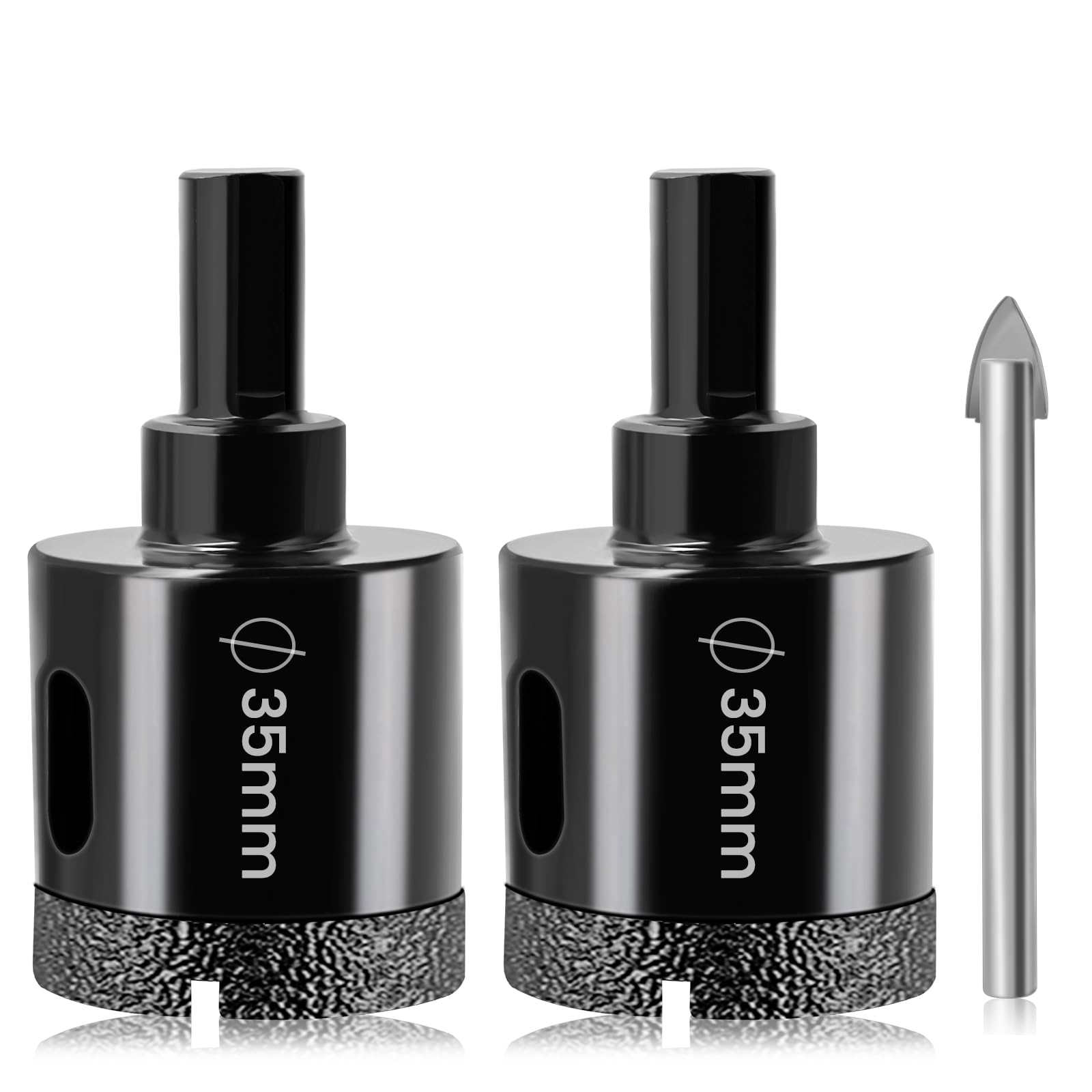 Diamond Hole Saw Set Josaton 2Pcs 35mm Tile Hole Cutter Dry Diamond Drill Bit Set with Triangle Shank for Tile Porcelain Ceramic Granite Marble — image 1