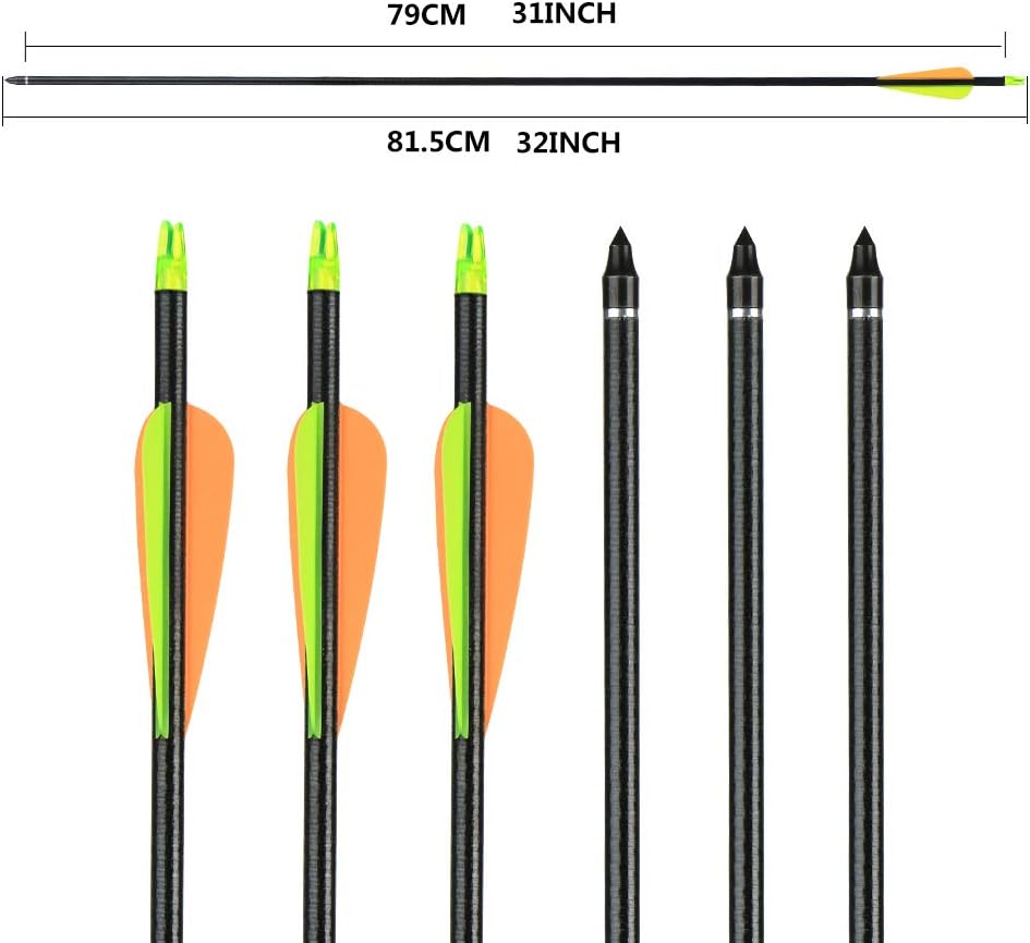 IRQ 32inch Fiberglass Arrows Targeting Practice Adjustable Nocks Screw in Replaceable Arrow Tips for Compound Recurve Bow : Sports & Outdoors