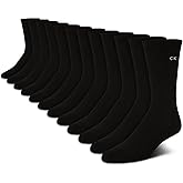 Calvin Klein Mens Crew Socks - 12 Pack Cushioned Breathable Athletic Performance Crew Socks for Men for Sports & Running