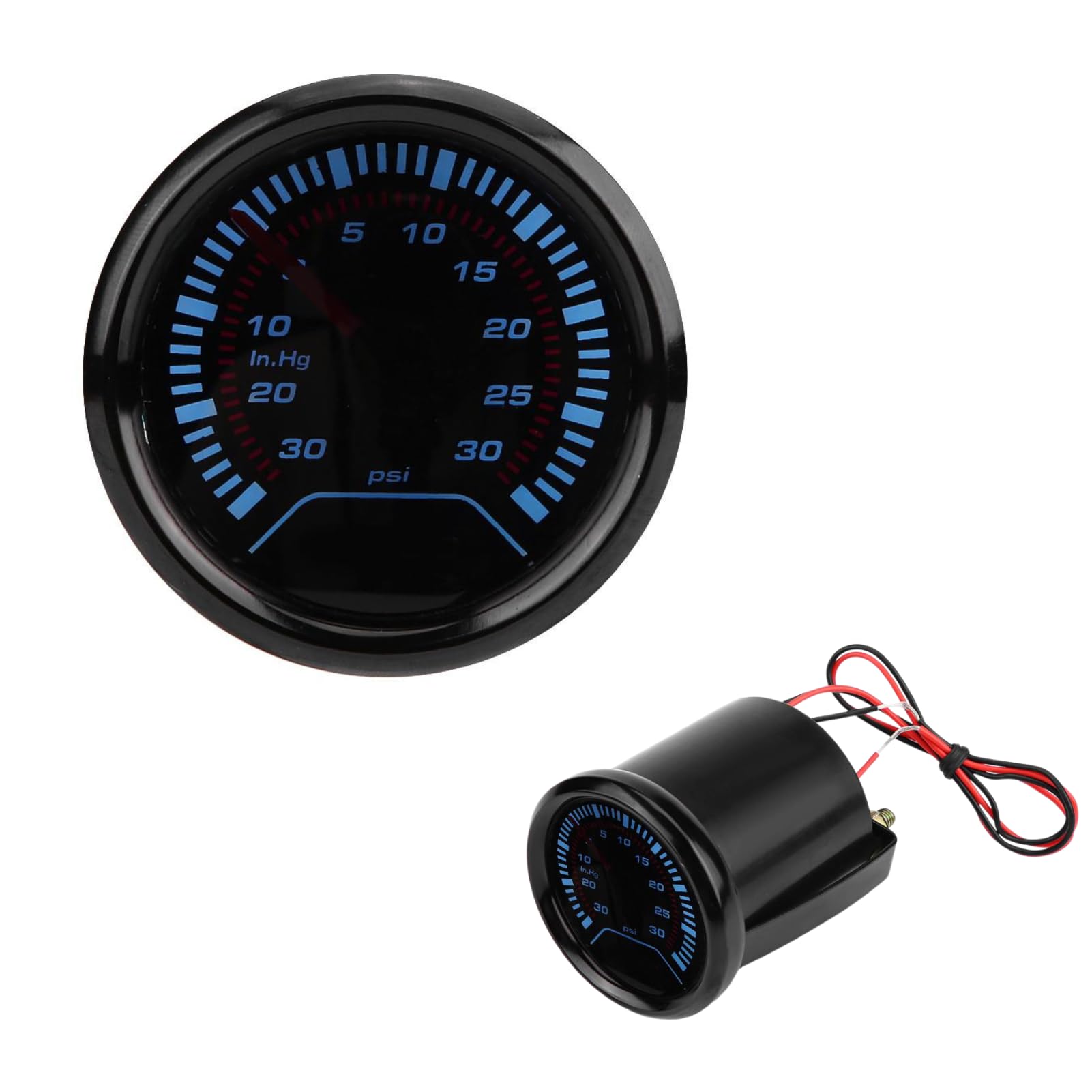 DEWIN Boost Gauge, 52mm Digital Boost Gauge, Universal 52mm Car Smoke Dial Face Turbo Boost Turbocharged Pressure Gauge