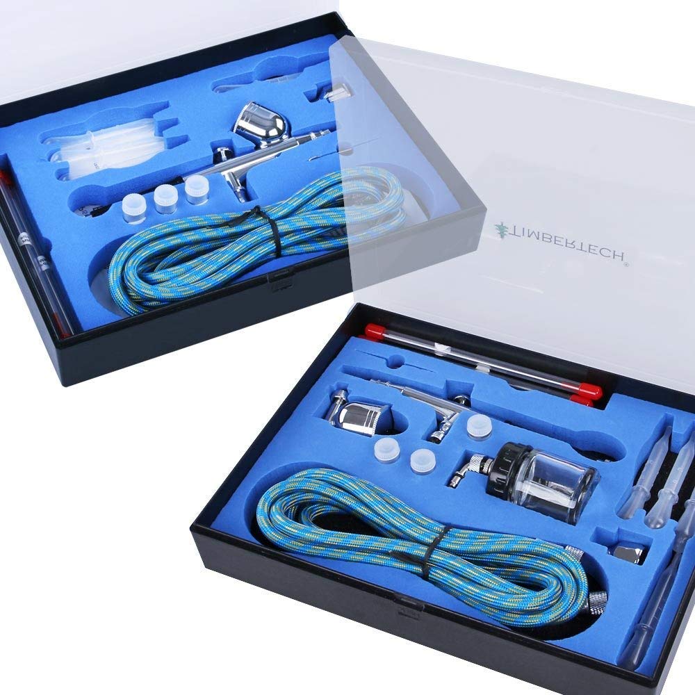 Timbertech® ABPST03 - Set of 2 Airbrushes - Includes 6 Needles, 6 Nozzles, 2 Adaptors, 2 Hose and 2 Cases