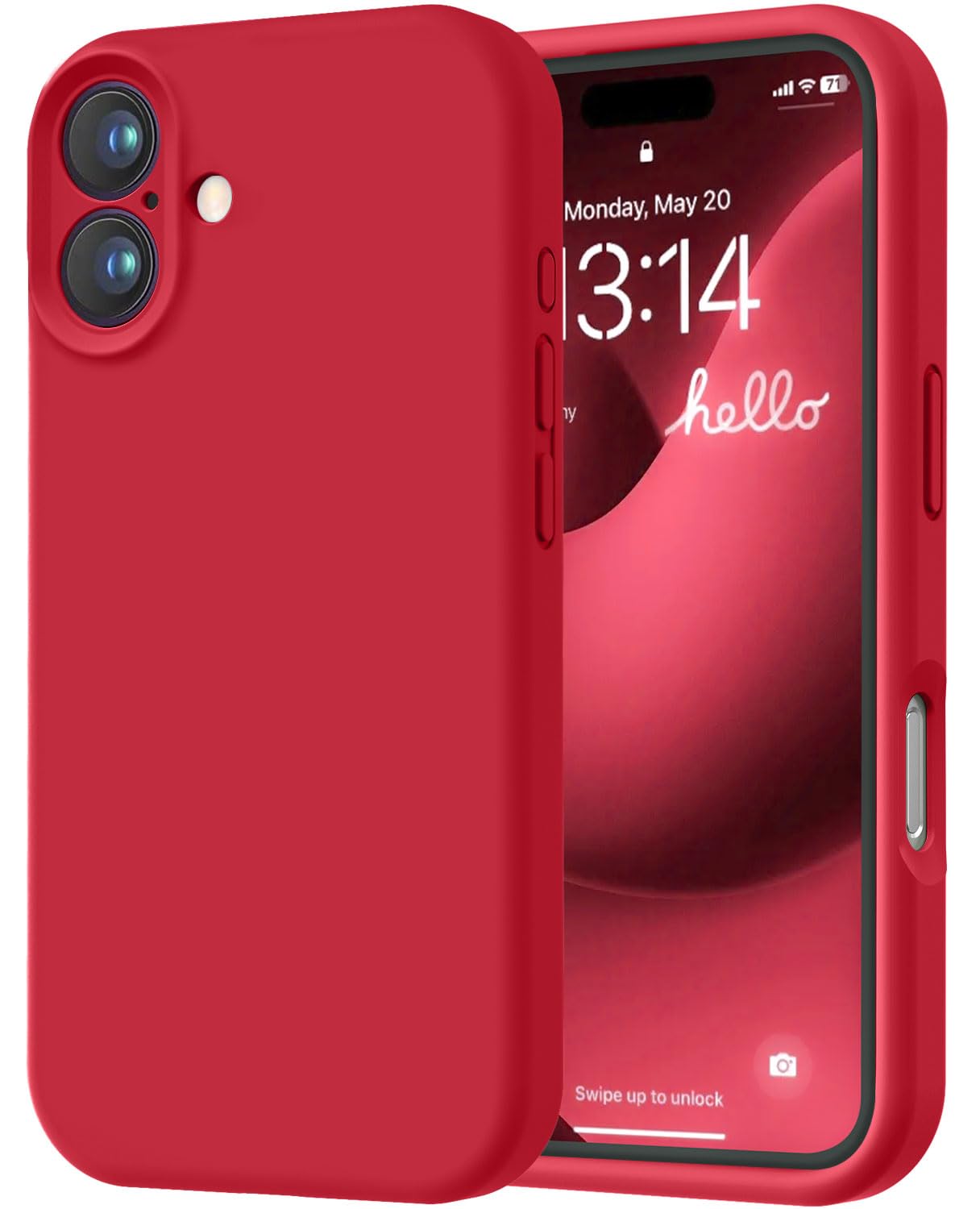 Photo 1 of LOVE 3000 Designed for iPhone 16 Case, Premium Silicone with [Soft Anti-Scratch Microfiber Lining] Shockproof Protective Phone Case for Men Women Girls 6.1", Red