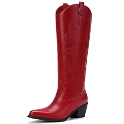 Pasuot Western Cowboy Boots for Women - Red Knee
