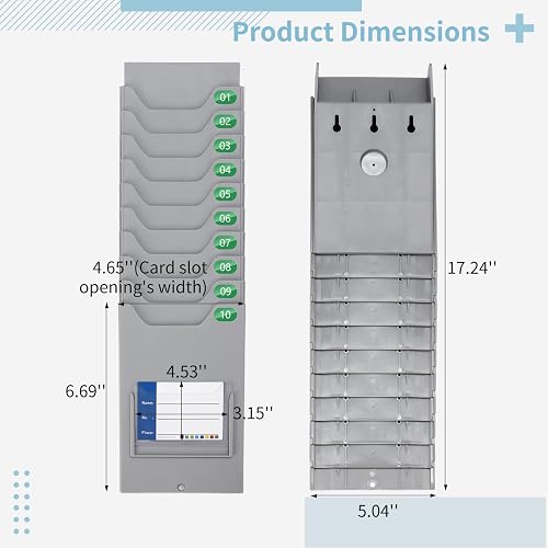 Time Card Rack Time Card Holder, 10-Slot Attendance Card Rack, Easy ...