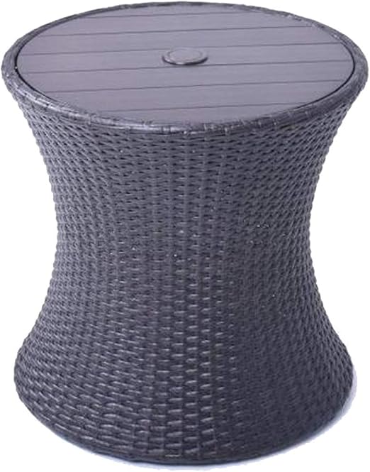 Amazon Com Allen Roth Round Steel Brown Wicker End Table With
