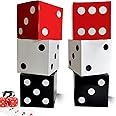 6 Pcs Dice Favor Boxes 8 x 8 x 8 Inch dice Boxes Bulk for centerpieces Casino Party Decorations Game Night Decorations Casino Themed Party Goodie Boxes Gift Box (Black, White, Red)