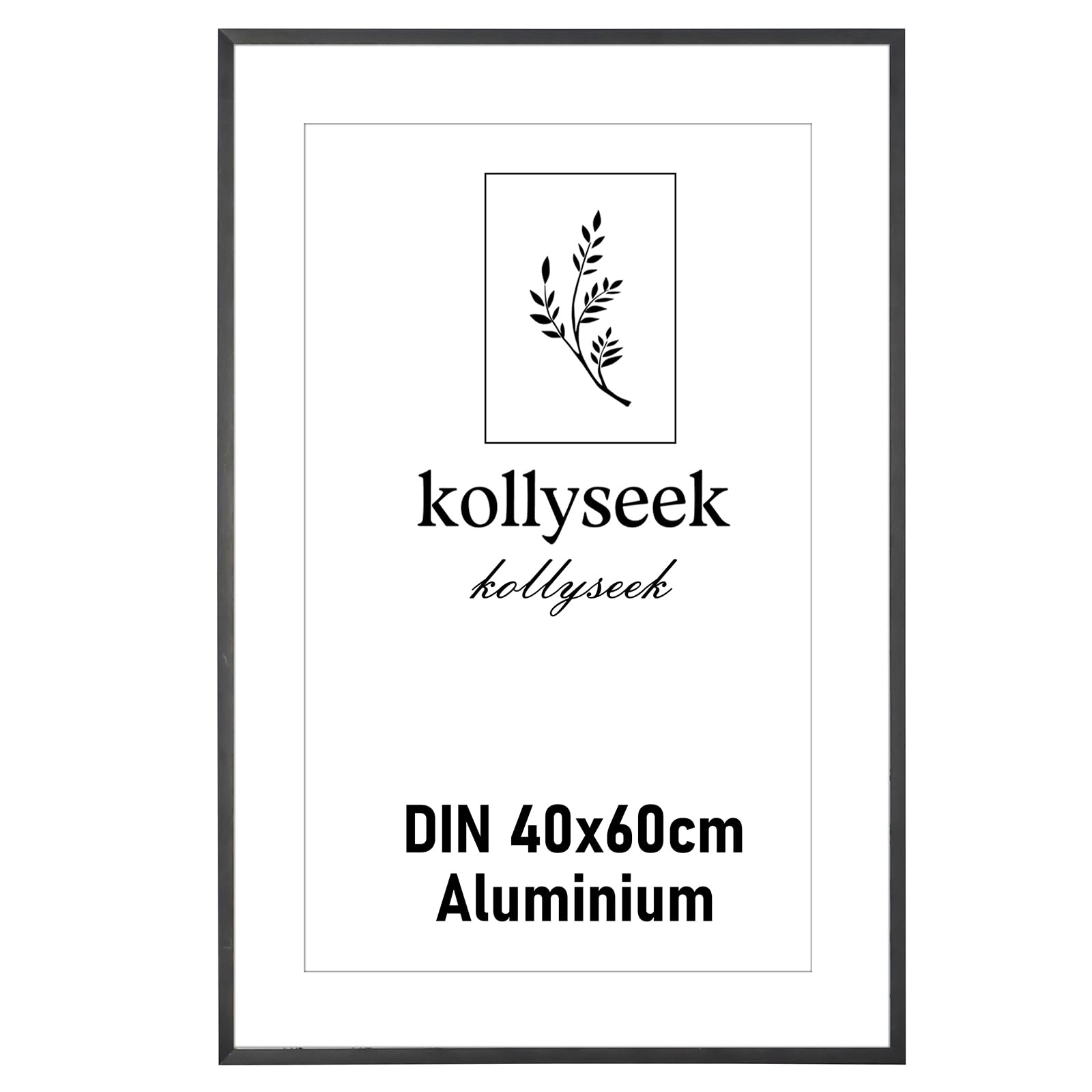 kollyseek Picture Frame Aluminium 40 x 60 cm Black Metal Poster Frame with Shatterproof Acrylic Glass Modern Photo Frame Picture Frame with Mount for Pictures Poster Photos Black