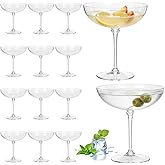 LemonRoad 12 Pcs Detachable Martini Glasses 9oz Disposable Plastic Coupe Cocktail Dessert Glassware Set for Champagne Wine Wedding Birthday Holiday Party Supplies (Clear)