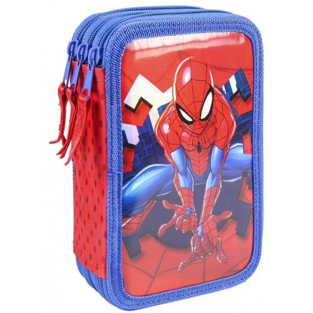 Cerdá Unisex Kids Plumier Triple Giotto Premium Metalizada Spiderman Triple Giotto Premium Metallic Spiderman Pencil Case Not Applicable, Multi, 12.5 Xx 19.5 Xx 6.5 cm