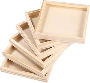 LIOOBO 6pcs Unfinished Wood Serving Tray for Weddings Home Decor and Craft Projects Art Supply
