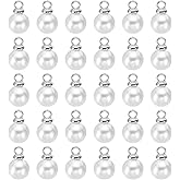 PATIKIL 6mm 8mm 10mm 12mm 14mm Pearl Charm, 50Pcs Pearl Beads Faux Pearl Pendant Charm Beautiful for Jewelry Making Bracelets Earrings Necklace Wedding Decorations