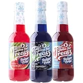 Time For Treats 3-Pack Sugar Free Cherry, Blue Raspberry, Watermelon Syrup 16.9 Fluid Ounce Per Bottle for Snow Cones, Homemade Sodas, Cocktails, Coffee, Baking and More