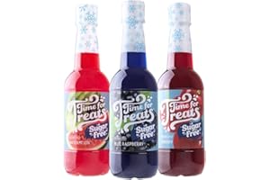 Time For Treats 3-Pack Sugar Free Cherry, Blue Raspberry, Watermelon Syrup 16.9 Fluid Ounce Per Bottle for Snow Cones, Homemade Sodas, Cocktails, Coffee, Baking and More