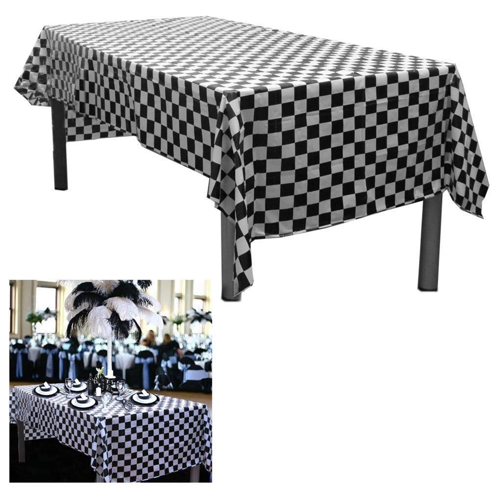 xutong Black and White Checkered Plastic Tablecloths, Disposable Plastic Party Table Covers Measures 54" X 108" Racing Party Decoration, Each Table Cover Is Individually Packaged for Later Use 2 PACK