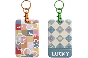 FGISAR 2 Pcs Kpop Photocard Holder Keychain Cartoon Photo Card Holder Cute Badge Holder with Keychain Photo Sleeves ID Bank Credit Card Holder Student Bus Card Protector