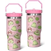 Queen Hero 30 oz Frog Tumbler with Handle, Large Insulated Tumbler with Flip & Straw Coffee Mug Cup Stainless Steel Gifts for Women Men Youth