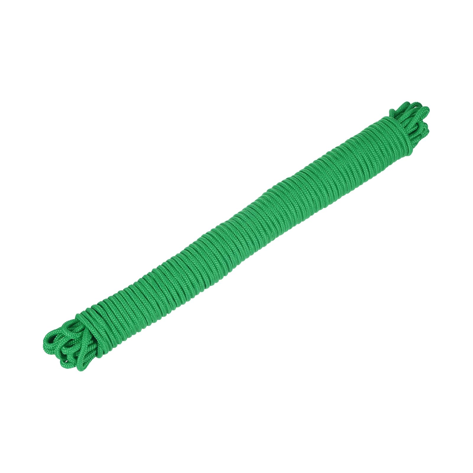 Rebower 1 Pcs Green Nylon Rope 1/4"x98ft Solid Braided Cord Polypropylene Rope Utility Cords,[for Camping, Tie Down, Securing, Mooring Lines,Indoor & Outdoor Use]