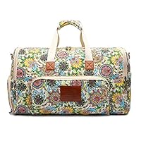 Malirona Women Canvas Duffel Bag Weekend Bags for Overnight Trip with Shoes Organizer