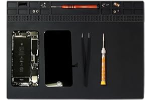 AUORY Soldering Mat, Premium Silicone Electronics Repair Mat, Heat Resistant 932°F Magnetic Solder Mat for Cellphone, Laptop, Computer, Solder Station Repair 13.8''x9.8'' Black